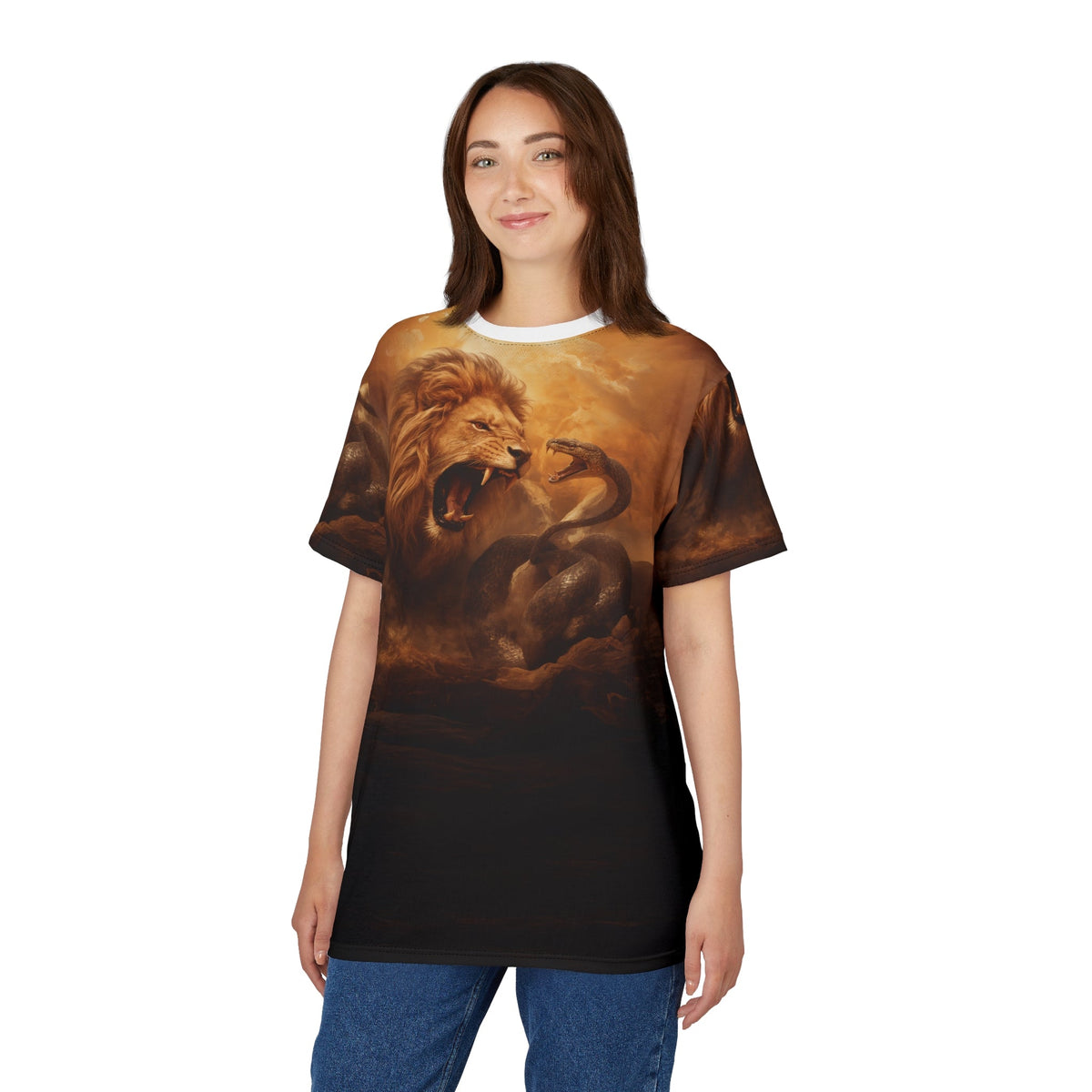 🦁 Clash of Kings – Lion vs Serpent T-Shirt - ART OF ROYALS