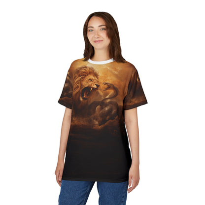🦁 Clash of Kings – Lion vs Serpent T-Shirt - ART OF ROYALS