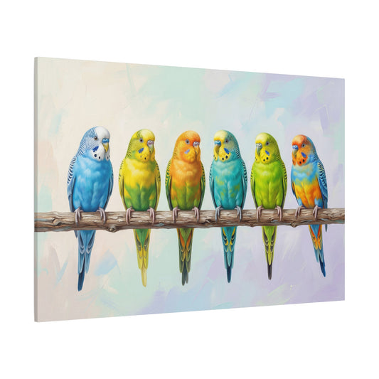 Colorful Parakeets Canvas Wall Art – Modern Bird Wall Decor for Bright and Minimalist Interiors - ART OF ROYALS
