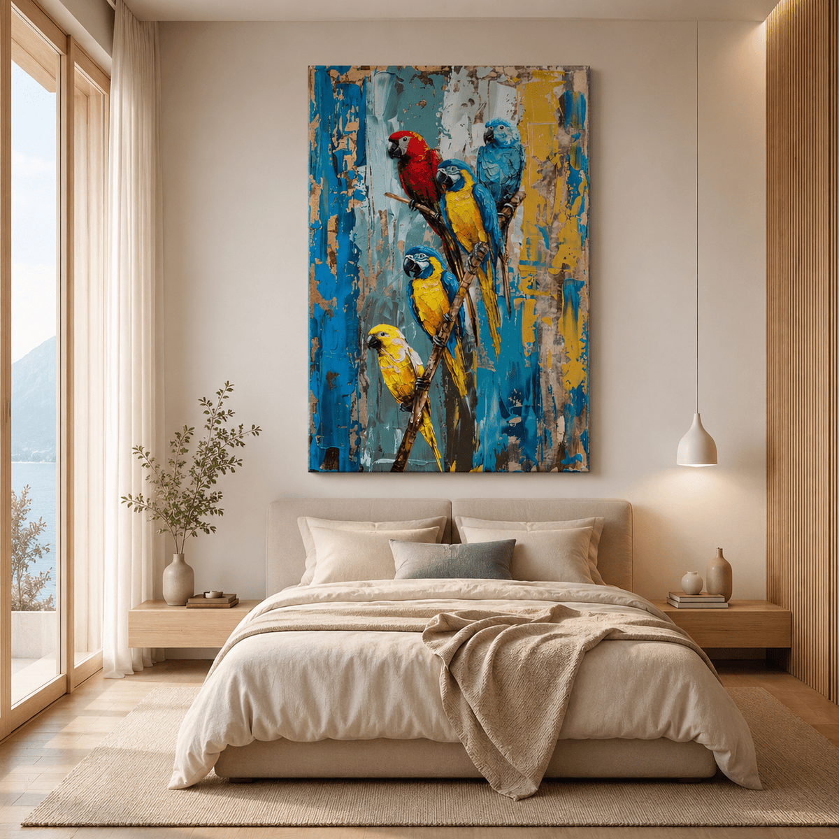 Colorful Parrot Canvas Wall Art – Tropical Abstract Bird Print - ART OF ROYALS