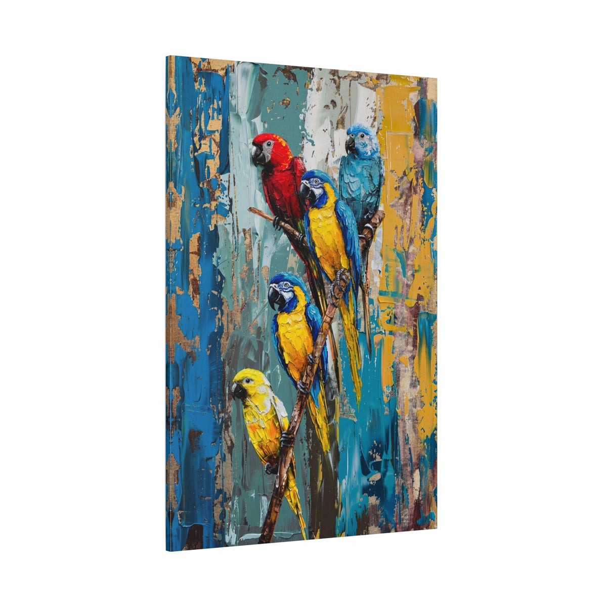 Colorful Parrot Canvas Wall Art – Tropical Abstract Bird Print - ART OF ROYALS