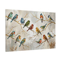 Colorful Songbirds on Golden Branches Canvas Wall Art – Elegant Bird Nature Decor