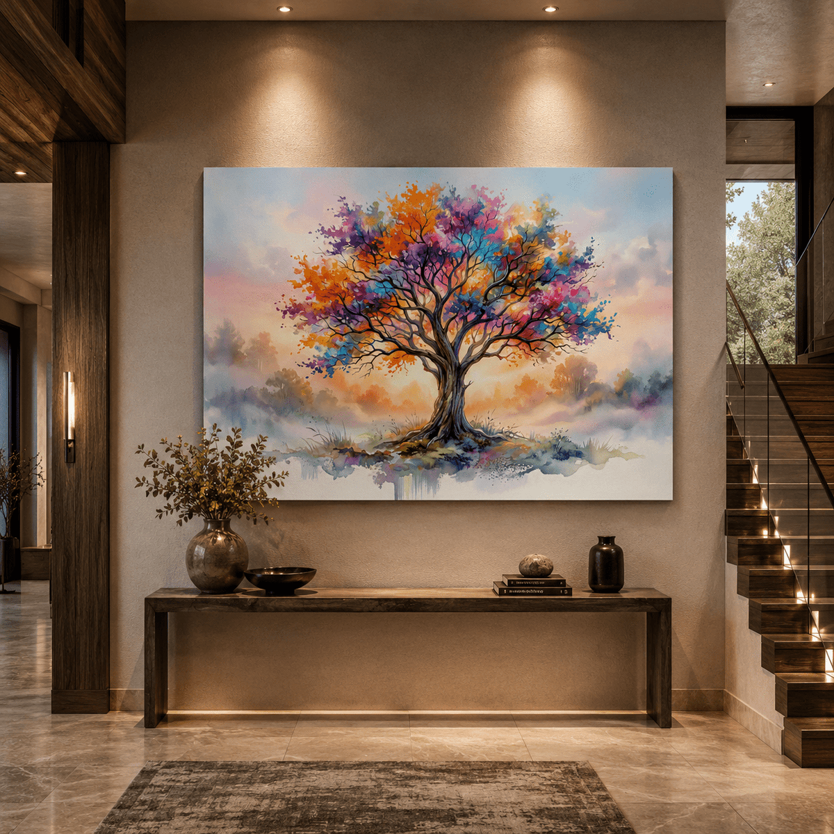 Colorful Tree of Life Canvas Wall Art – Vibrant Watercolor Nature Decor - ART OF ROYALS