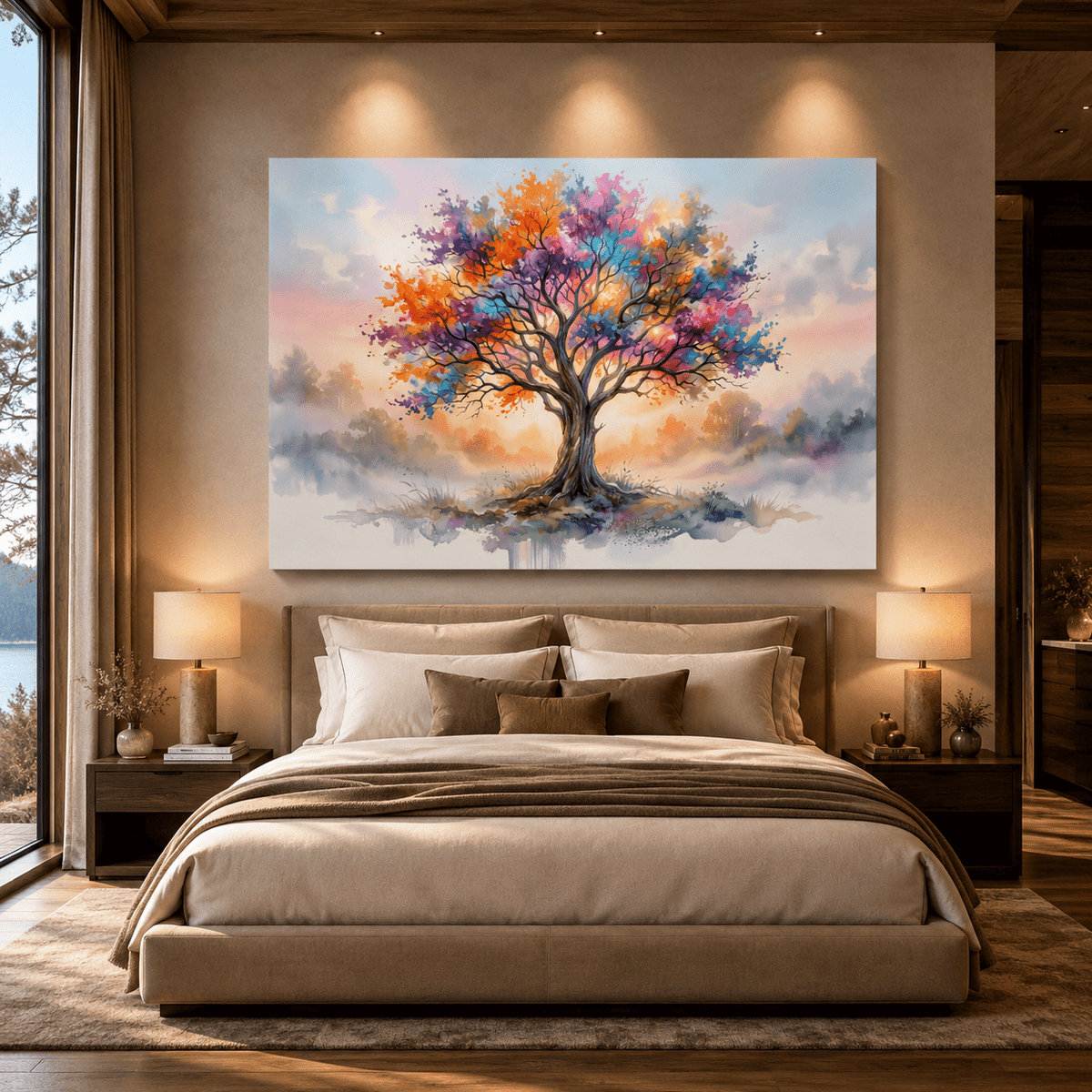 Colorful Tree of Life Canvas Wall Art – Vibrant Watercolor Nature Decor - ART OF ROYALS