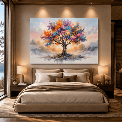 Colorful Tree of Life Canvas Wall Art – Vibrant Watercolor Nature Decor - ART OF ROYALS
