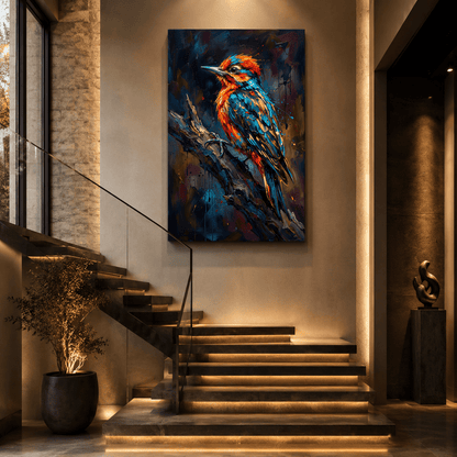 Colorful Woodpecker Canvas Wall Art – Modern Abstract Bird Painting for Contemporary Decor - ART OF ROYALS