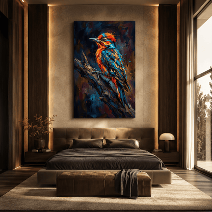 Colorful Woodpecker Canvas Wall Art – Modern Abstract Bird Painting for Contemporary Decor - ART OF ROYALS