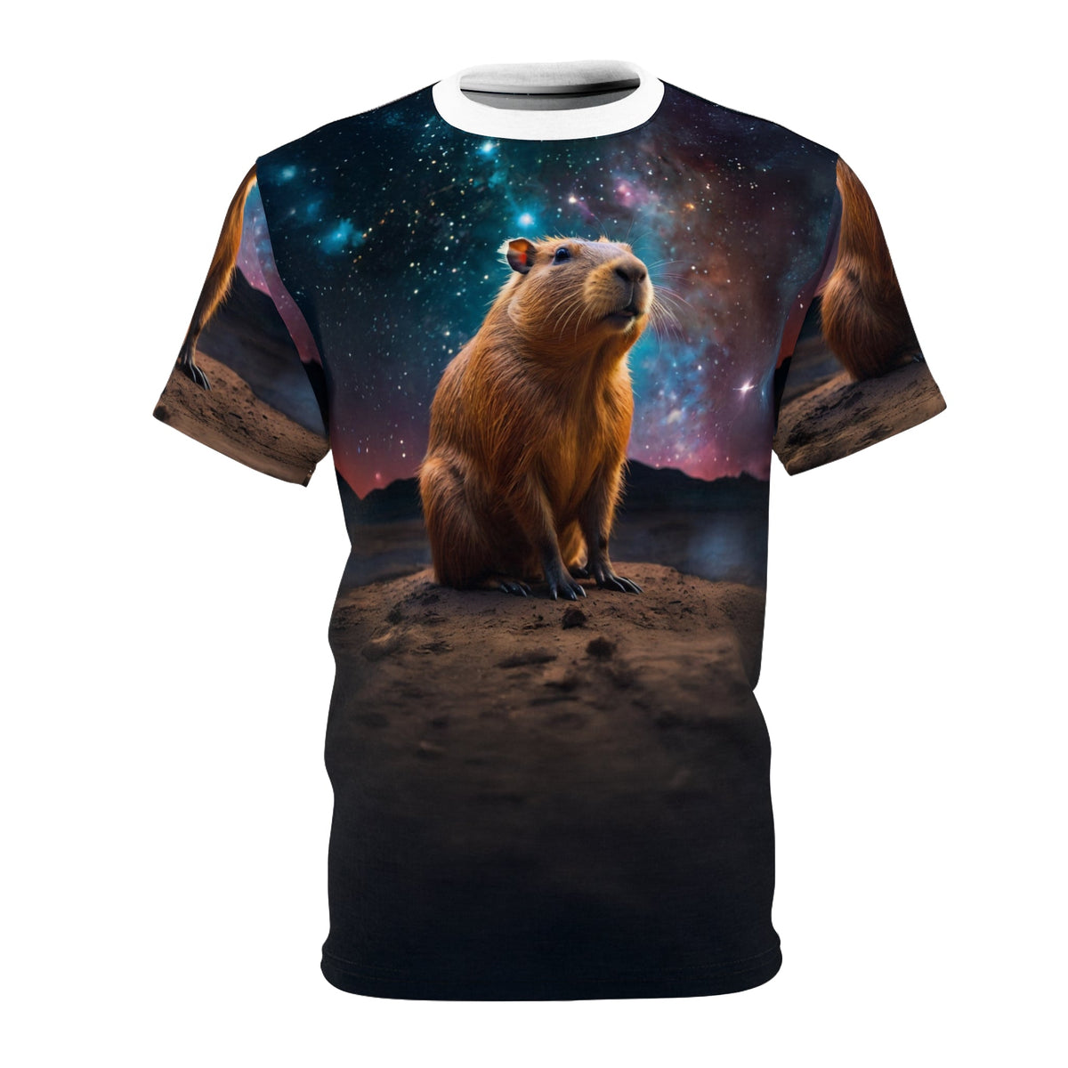 Cosmic Capybara – Galactic Explorer T-Shirt - ART OF ROYALS
