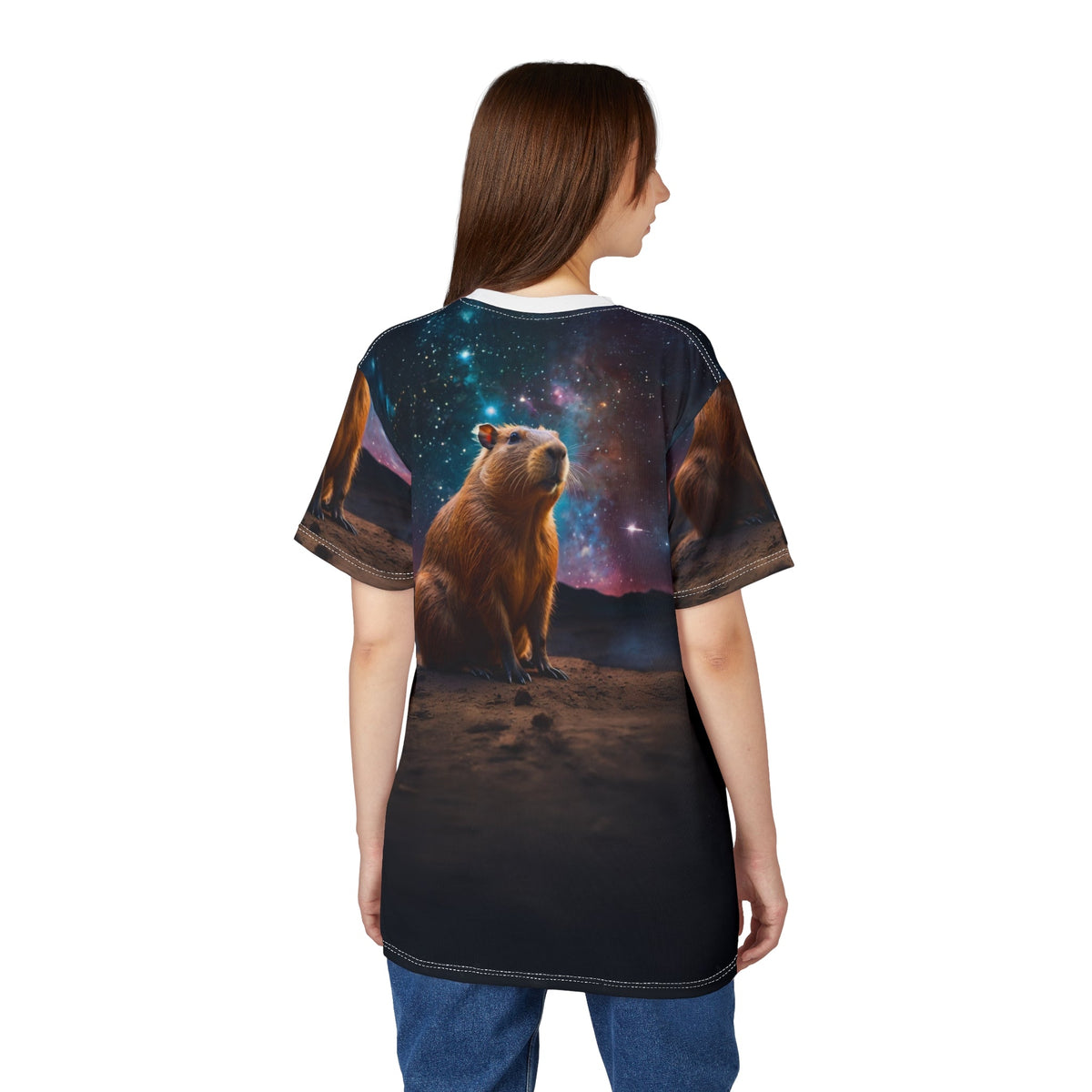 Cosmic Capybara – Galactic Explorer T-Shirt - ART OF ROYALS