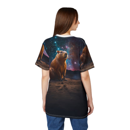 Cosmic Capybara – Galactic Explorer T-Shirt - ART OF ROYALS