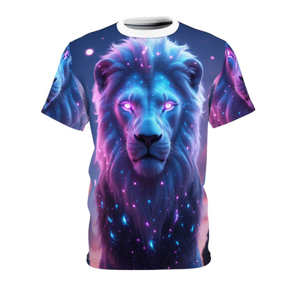 🦁 Cosmic Majesty – Glowing Galactic Lion T-Shirt - ART OF ROYALS