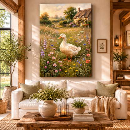 Countryside Calm White Duck Canvas Wall Art – Rustic Farmhouse Meadow Decor - ART OF ROYALS