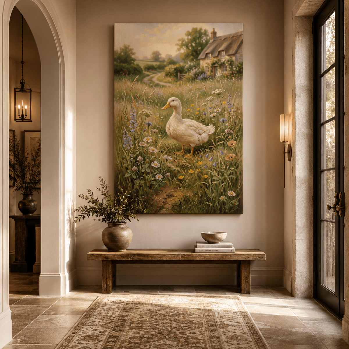 Countryside Calm White Duck Canvas Wall Art – Rustic Farmhouse Meadow Decor - ART OF ROYALS