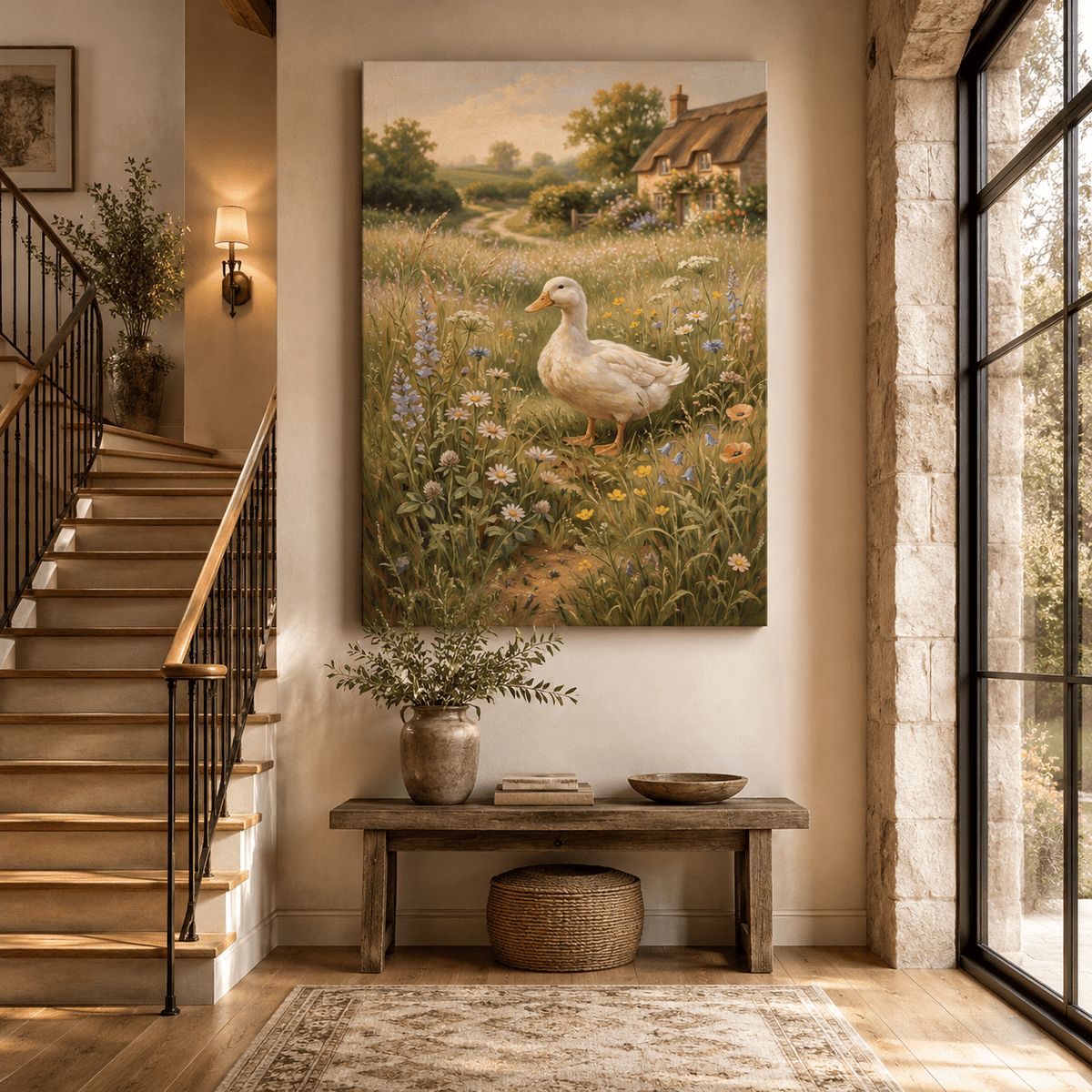 Countryside Calm White Duck Canvas Wall Art – Rustic Farmhouse Meadow Decor - ART OF ROYALS