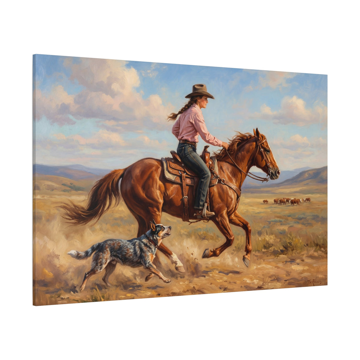 Cowgirl Ranch Rider Canvas Wall Art – Western Horse & Ranch Decor - ART OF ROYALS