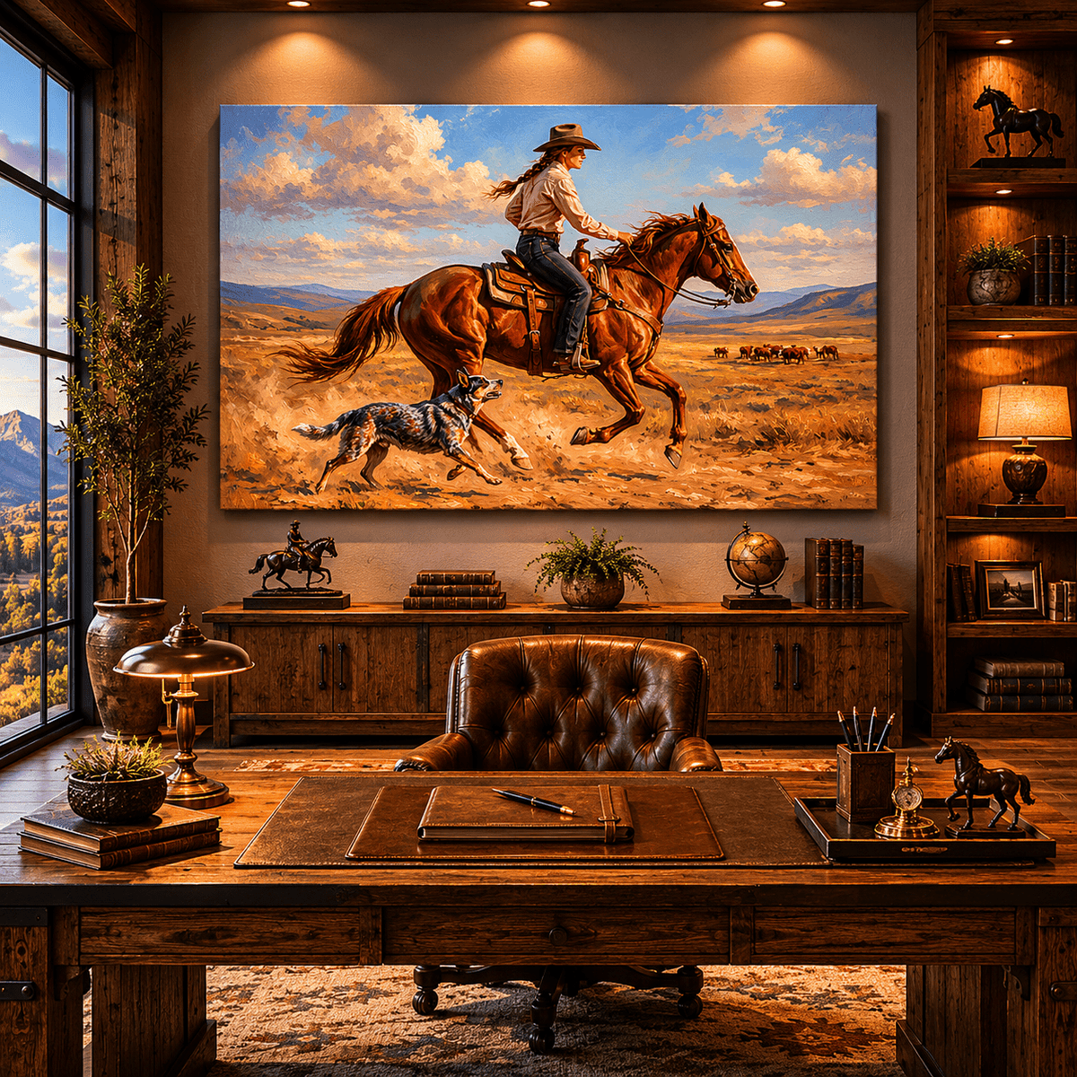 Cowgirl Ranch Rider Canvas Wall Art – Western Horse & Ranch Decor - ART OF ROYALS