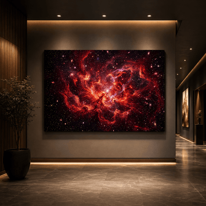 Crimson Cosmos Nebula Canvas Wall Art – Galaxy Space Decor for Modern and Sci-Fi Interiors - ART OF ROYALS