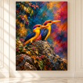 Two Colorful Kingfishers Wrapped Canvas Wall Art – Vibrant Tropical Bird Painting