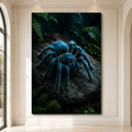 Blue Tarantula on Rainforest Log Wrapped Canvas Wall Art – Exotic Spider Nature Print