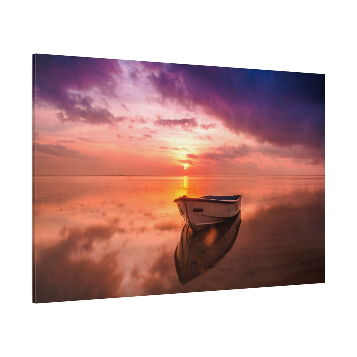 Dawn Over the Ocean with Boat Silhouette - ART OF ROYALS
