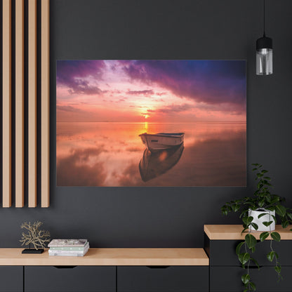 Dawn Over the Ocean with Boat Silhouette - ART OF ROYALS