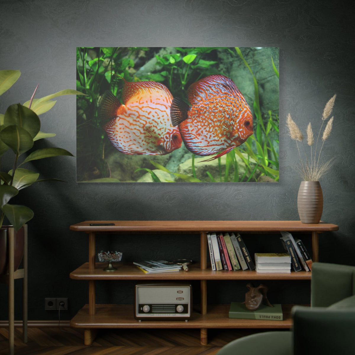 Discus Fish Harmony Canvas Wall Art – Vibrant Aquarium Scene - ART OF ROYALS