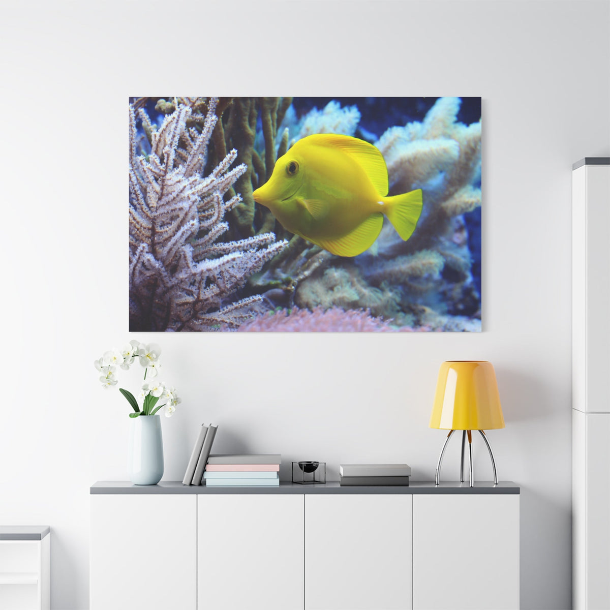 Doctor Fish Coral Reef Canvas Wall Art – Vibrant Underwater Scene - ART OF ROYALS