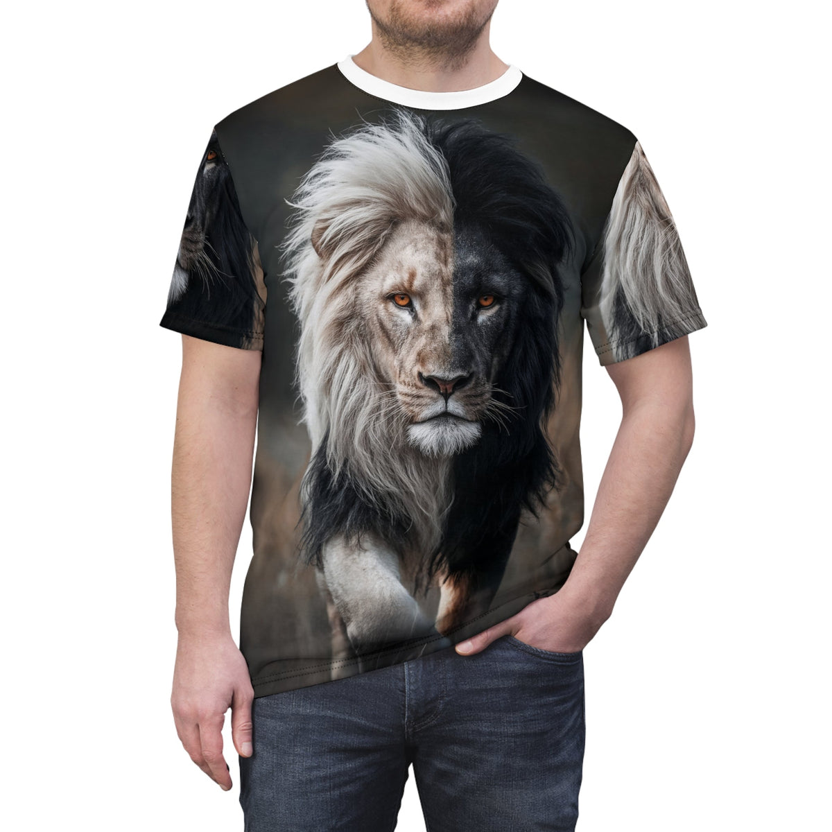 ⚫⚪ Dual Majesty – Yin Yang Lion T-Shirt - ART OF ROYALS