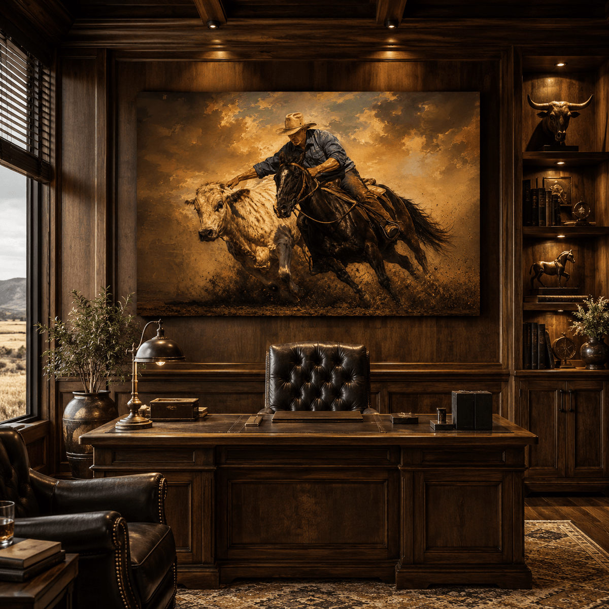 Dust & Determination – Cowboy Cutting Horse Canvas Wall Art - ART OF ROYALS