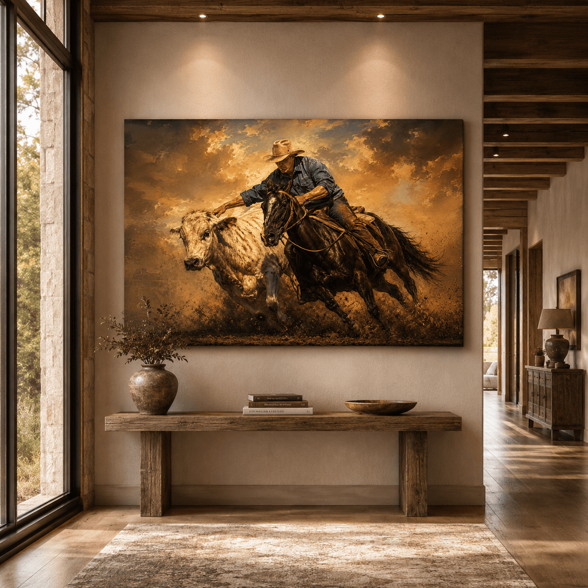 Dust & Determination – Cowboy Cutting Horse Canvas Wall Art - ART OF ROYALS