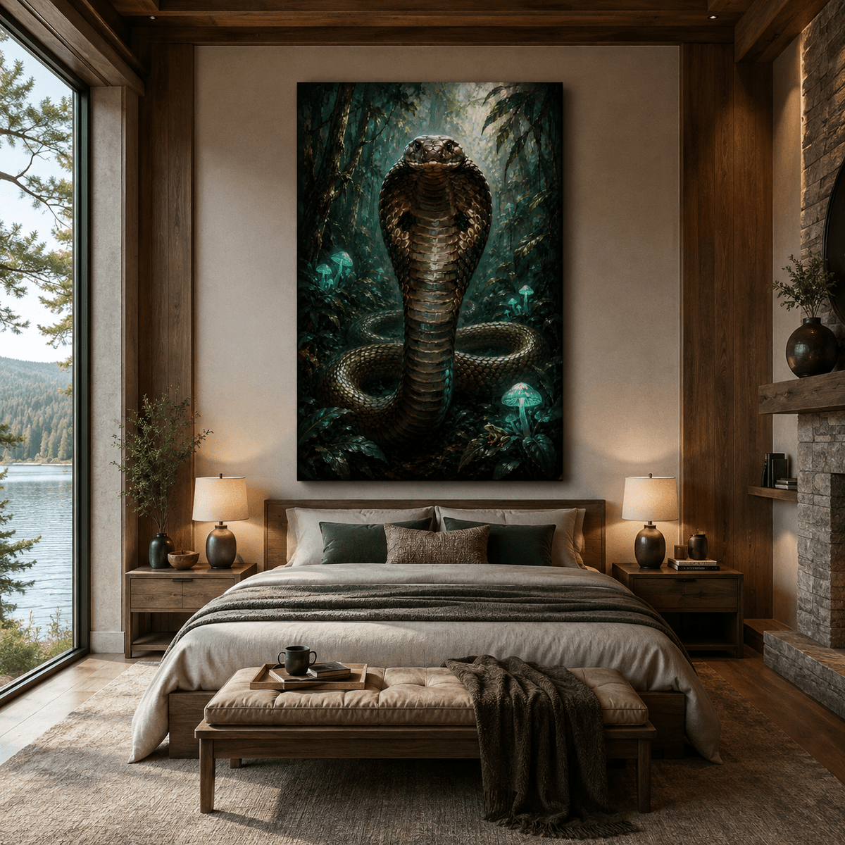 Enchanted Forest Cobra Wrapped Canvas Wall Art – Mystical Fantasy Painting Print - ART OF ROYALS