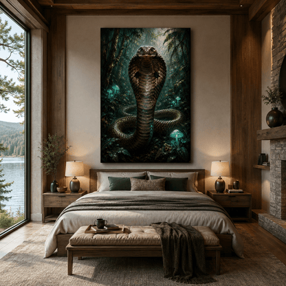 Enchanted Forest Cobra Wrapped Canvas Wall Art – Mystical Fantasy Painting Print - ART OF ROYALS