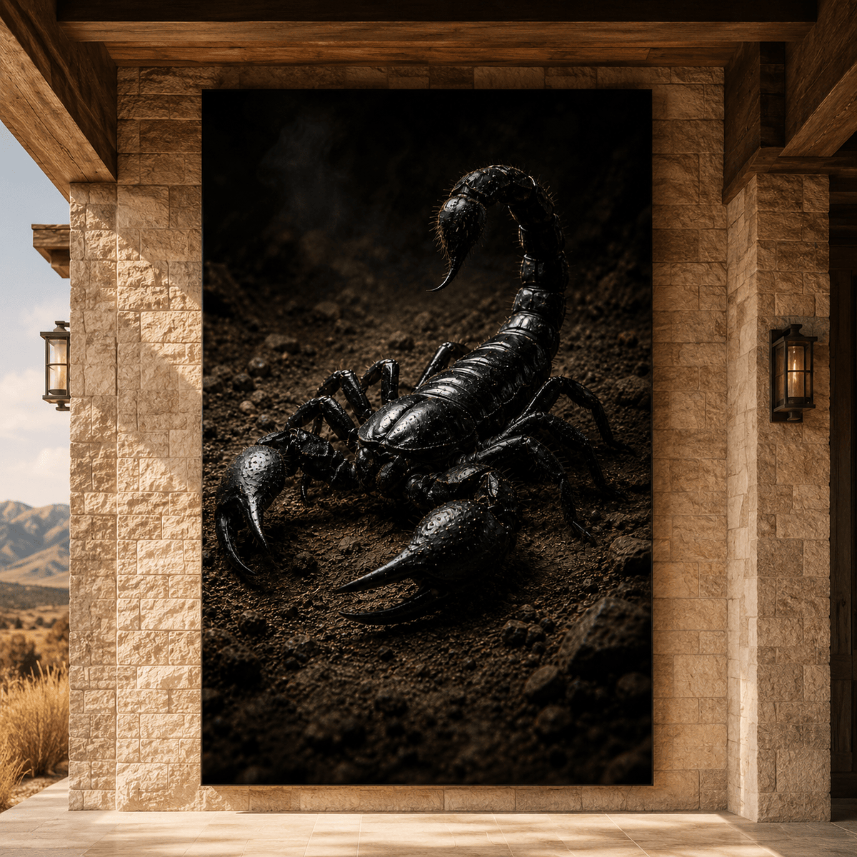 Black Scorpion Wrapped Canvas Wall Art – Dark Desert Arachnid Wildlife Print - ART OF ROYALS