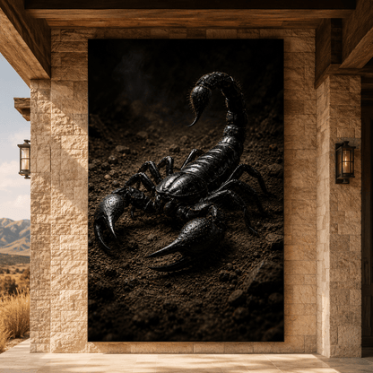 Black Scorpion Wrapped Canvas Wall Art – Dark Desert Arachnid Wildlife Print - ART OF ROYALS