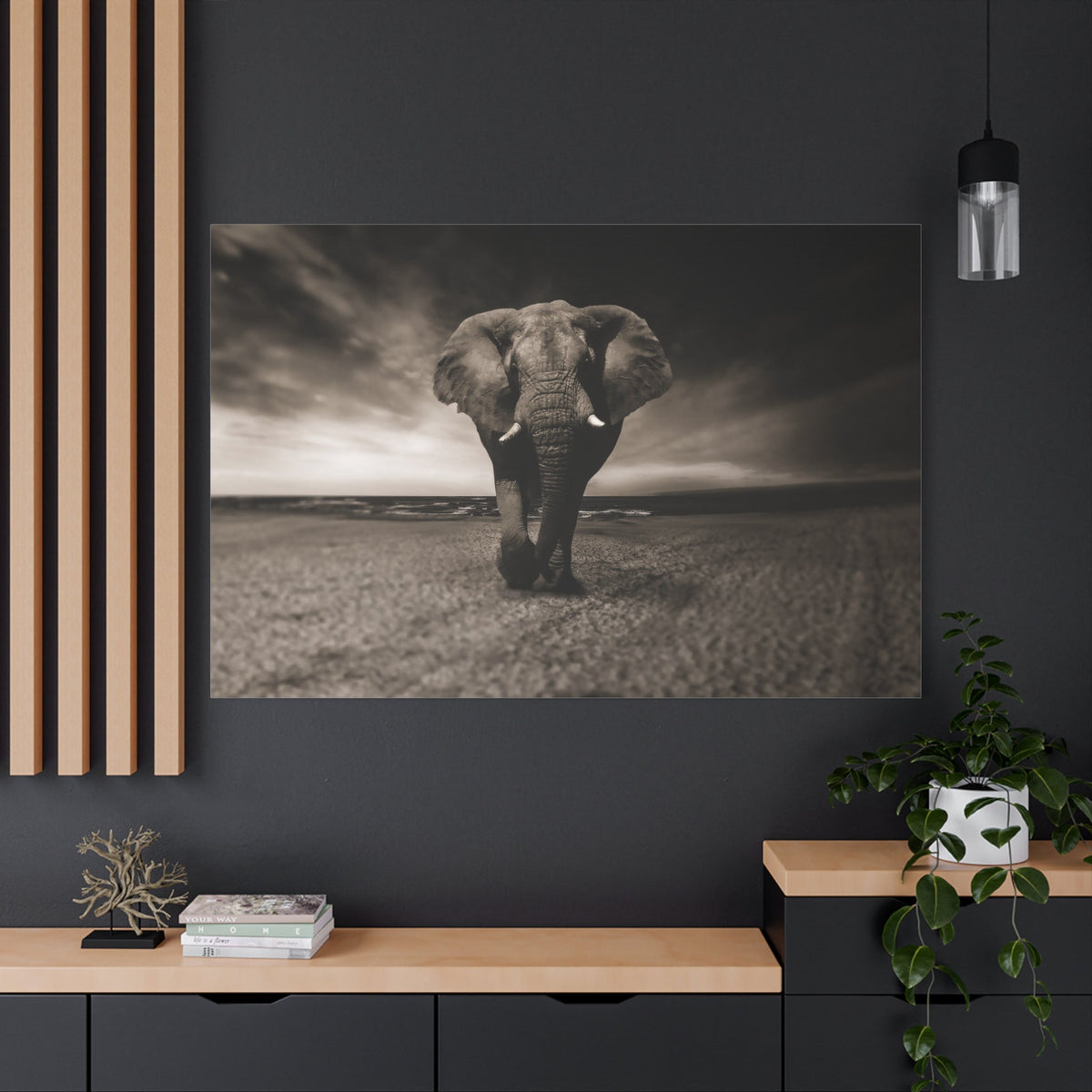 Elegant Black and White Elephant Canvas Wall Art – Timeless Wildlife Decor for Any Space - ART OF ROYALS