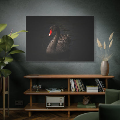 Elegant Black Swan Canvas Wall Art – Grace and Sophistication - ART OF ROYALS