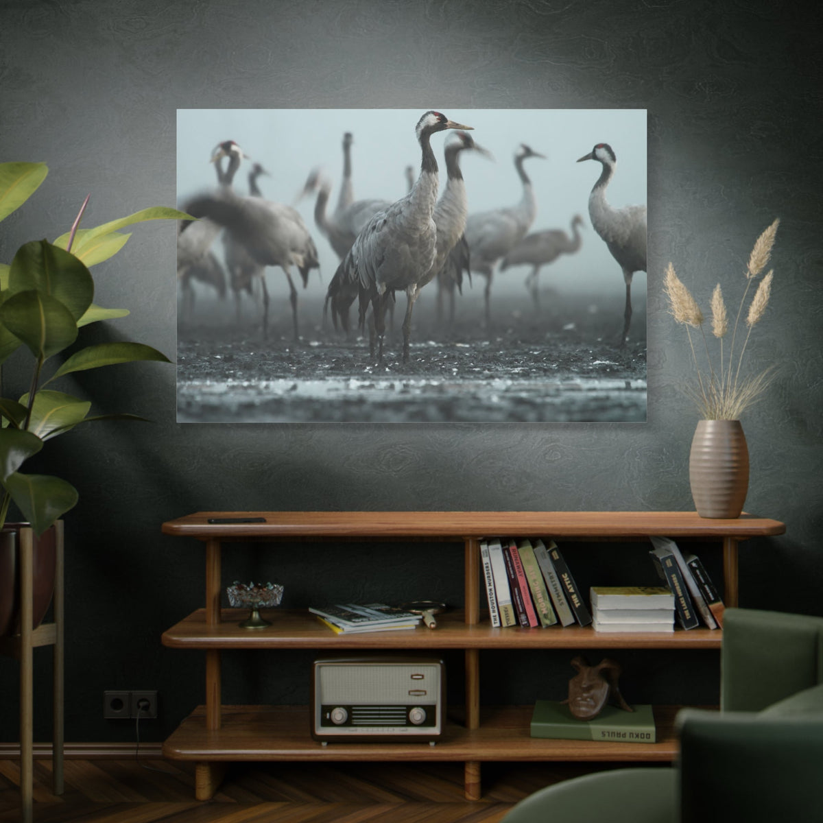 Elegant Crane Canvas Wall Art - ART OF ROYALS