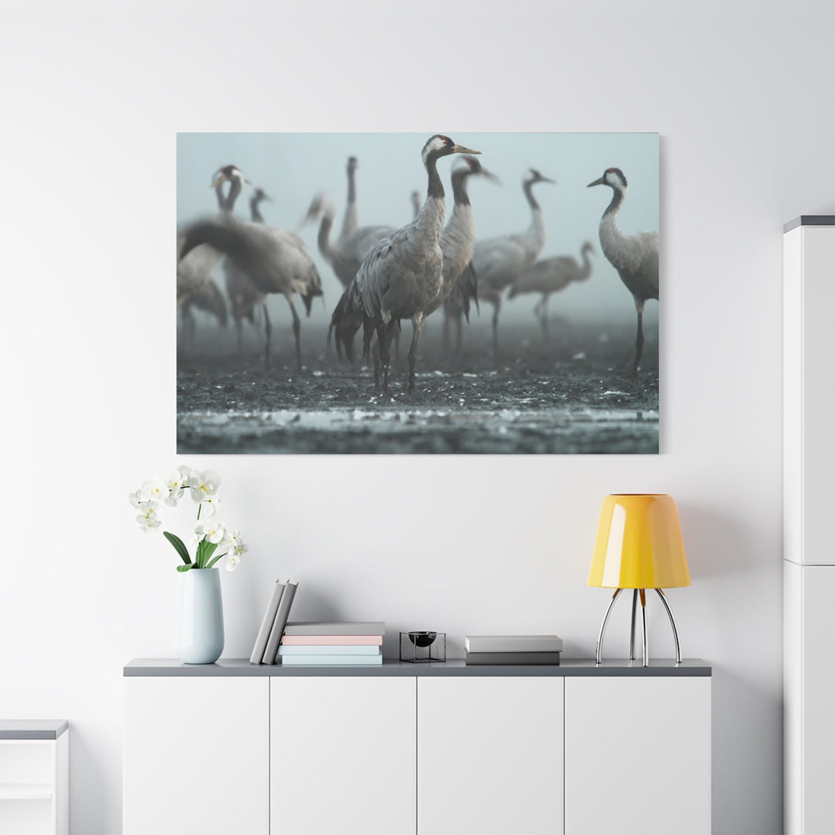 Elegant Crane Canvas Wall Art - ART OF ROYALS