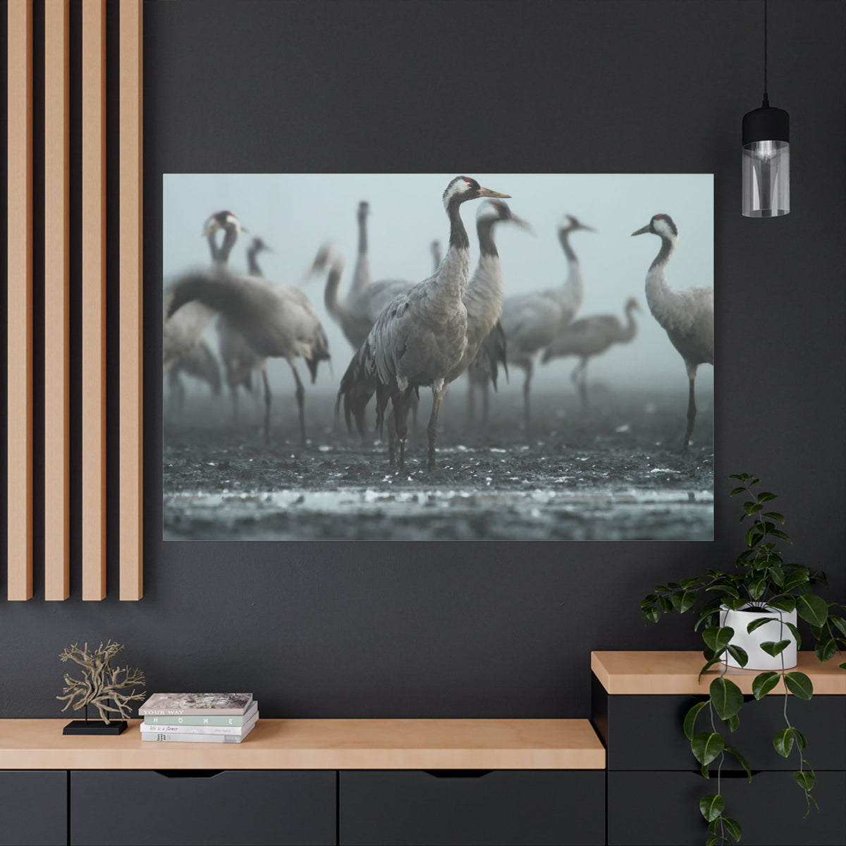 Elegant Crane Canvas Wall Art - ART OF ROYALS