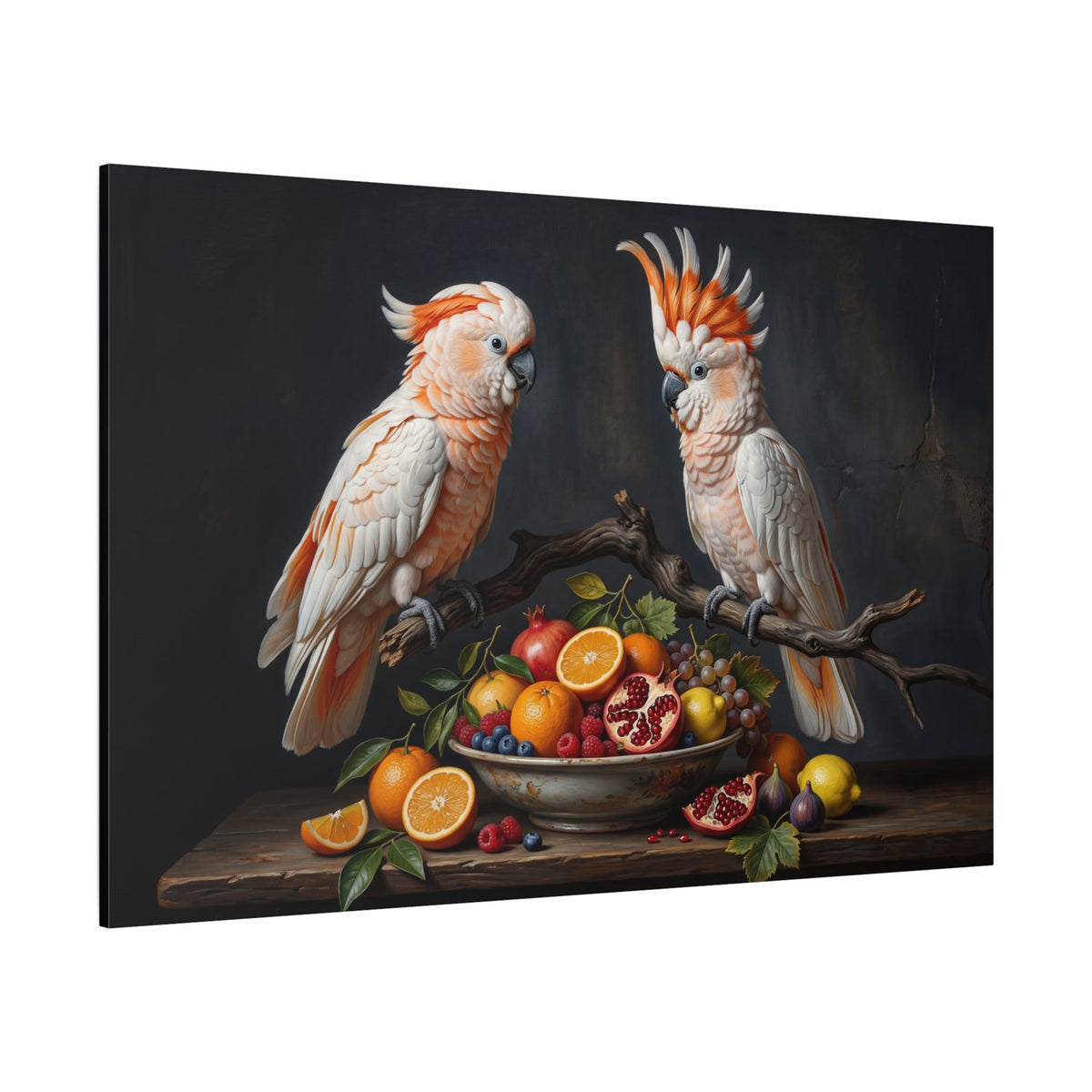 Elegant Harmony Cockatoo Canvas Wall Art – Luxury Bird Still Life Decor for Sophisticated Interiors - ART OF ROYALS