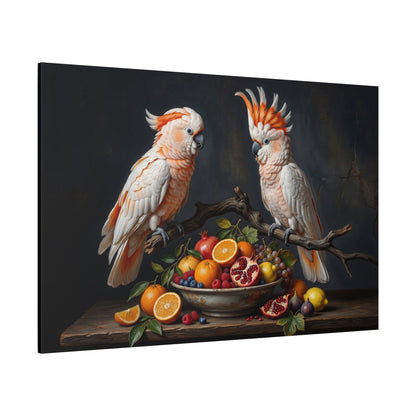 Elegant Harmony Cockatoo Canvas Wall Art – Luxury Bird Still Life Decor for Sophisticated Interiors - ART OF ROYALS