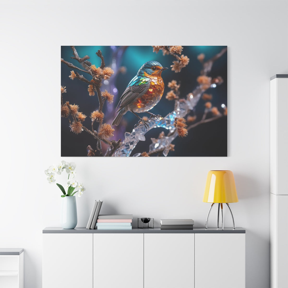Elegant Songbird Canvas Wall Art – Luxury Floral Bird Wildlife Canvas Print - ART OF ROYALS