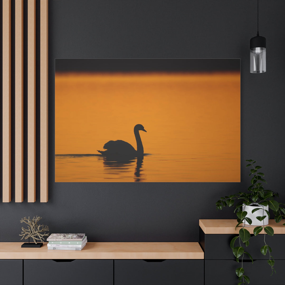 Elegant Swan Sunset Canvas Wall Art – Luxury Lake Wildlife Canvas Print - ART OF ROYALS