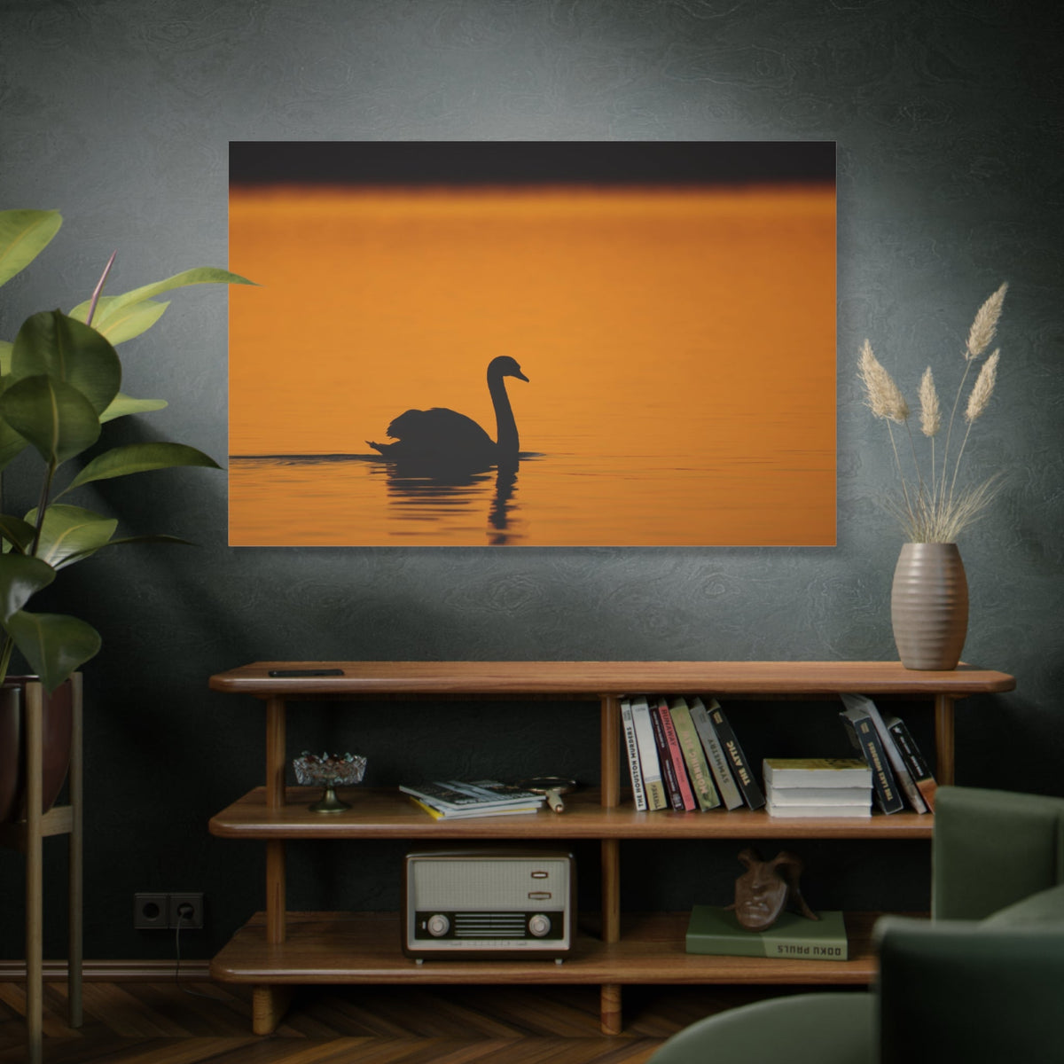Elegant Swan Sunset Canvas Wall Art – Luxury Lake Wildlife Canvas Print - ART OF ROYALS