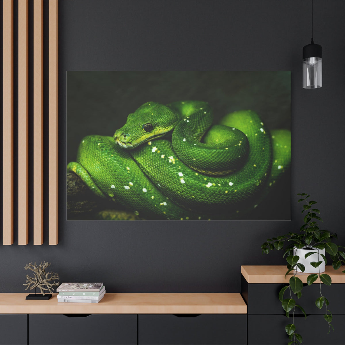Emerald Green Python Canvas Wall Art – Luxury Exotic Snake Wildlife Canvas Print for Modern Nature-Inspired Interiors - ART OF ROYALS
