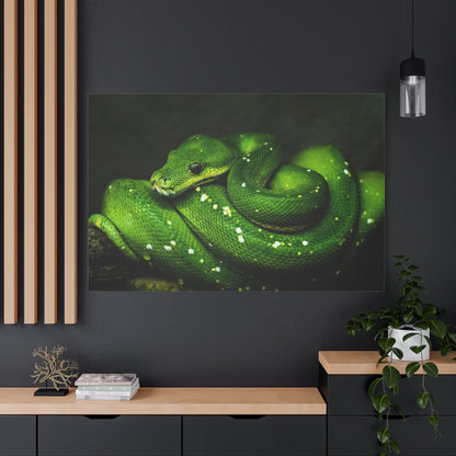 Emerald Green Python Canvas Wall Art – Luxury Exotic Snake Wildlife Canvas Print for Modern Nature-Inspired Interiors - ART OF ROYALS