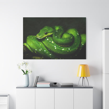 Emerald Green Python Canvas Wall Art – Luxury Exotic Snake Wildlife Canvas Print for Modern Nature-Inspired Interiors - ART OF ROYALS