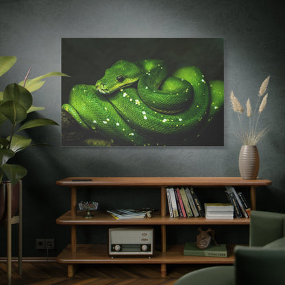 Emerald Green Python Canvas Wall Art – Luxury Exotic Snake Wildlife Canvas Print for Modern Nature-Inspired Interiors - ART OF ROYALS