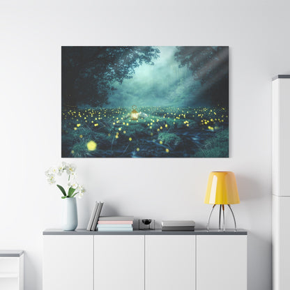 Enchanted Night Forest – Glowworm Light Fantasy Illustration - ART OF ROYALS