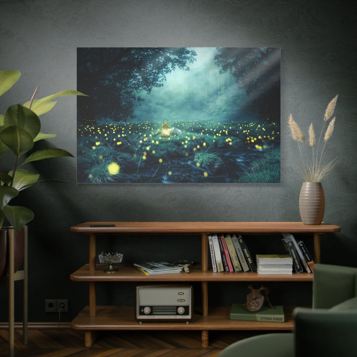 Enchanted Night Forest – Glowworm Light Fantasy Illustration - ART OF ROYALS